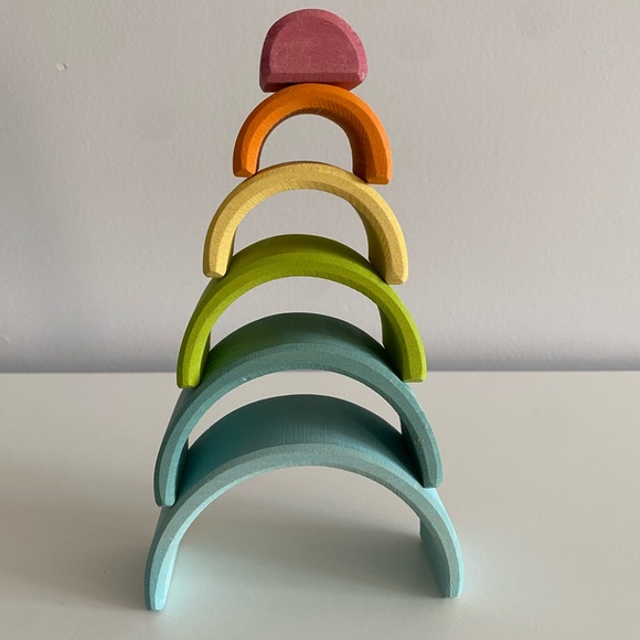Grimms Wooden Montessori Small Pastel Rainbow - Picture 3 of 3
